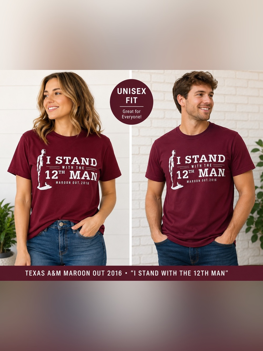 Texas A&M Maroon Out 2016 Unisex T-shirt Size Medium. 100%. Cotton collegiate